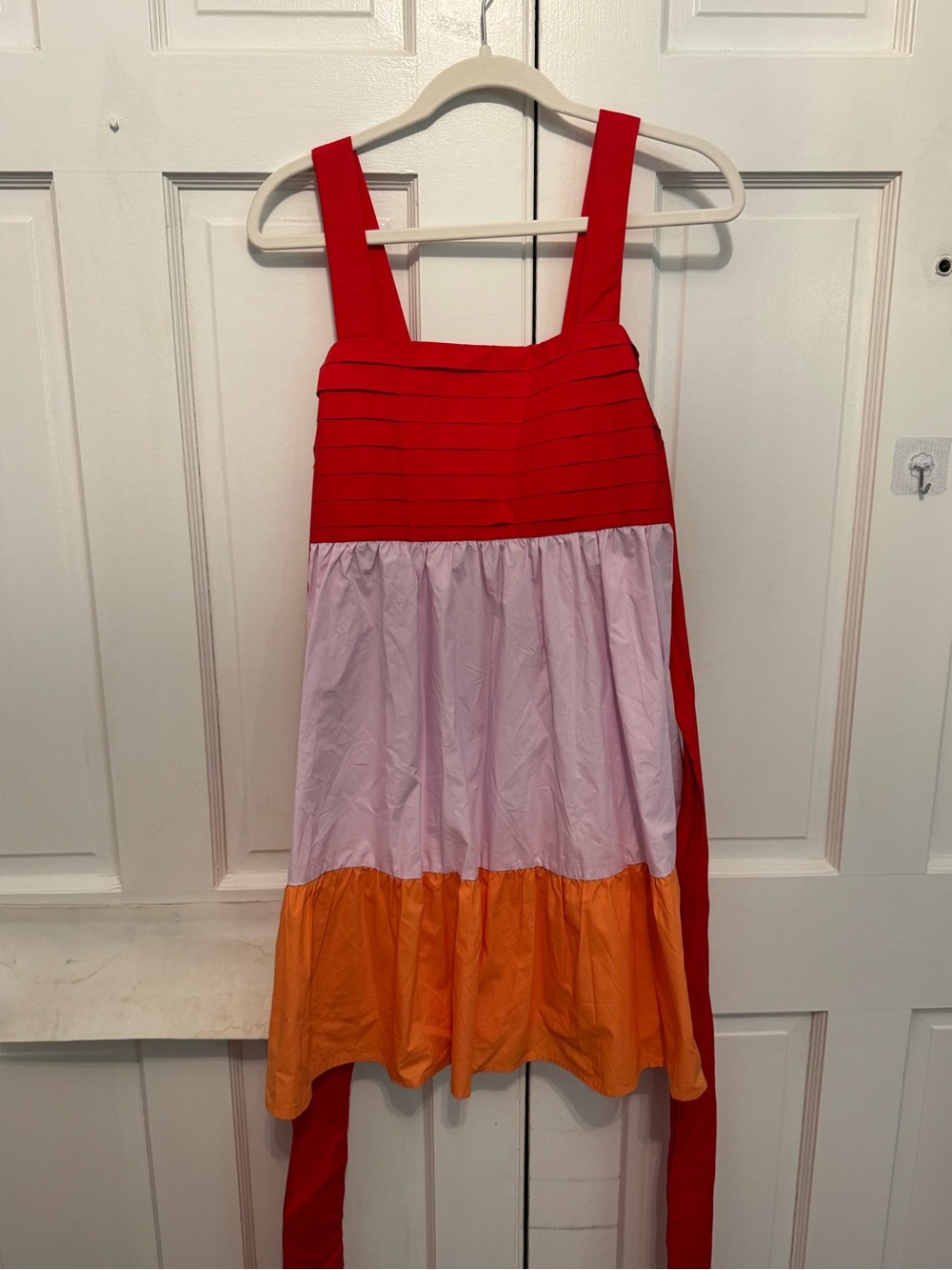 Colorblock Sleeveless Sundress in Red, Lilac & Orange
